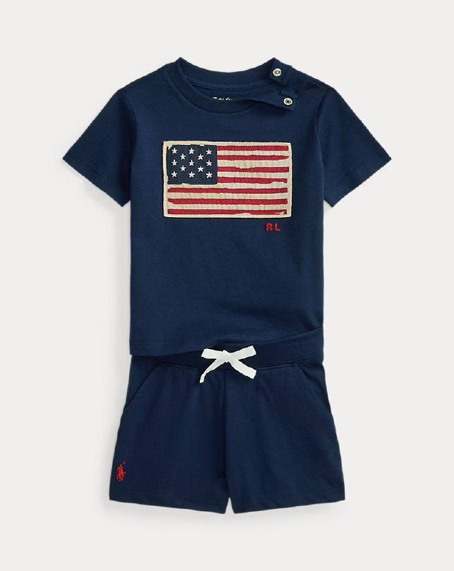 PRL Boy- Flag Cotton Jersey Tee & Short