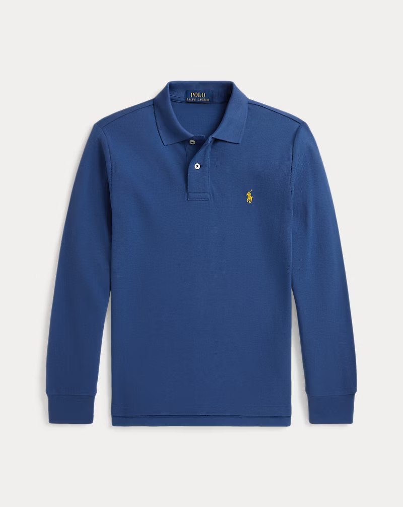 PRL Boy - Cotton Mesh Long-Sleeve Polo Shirt