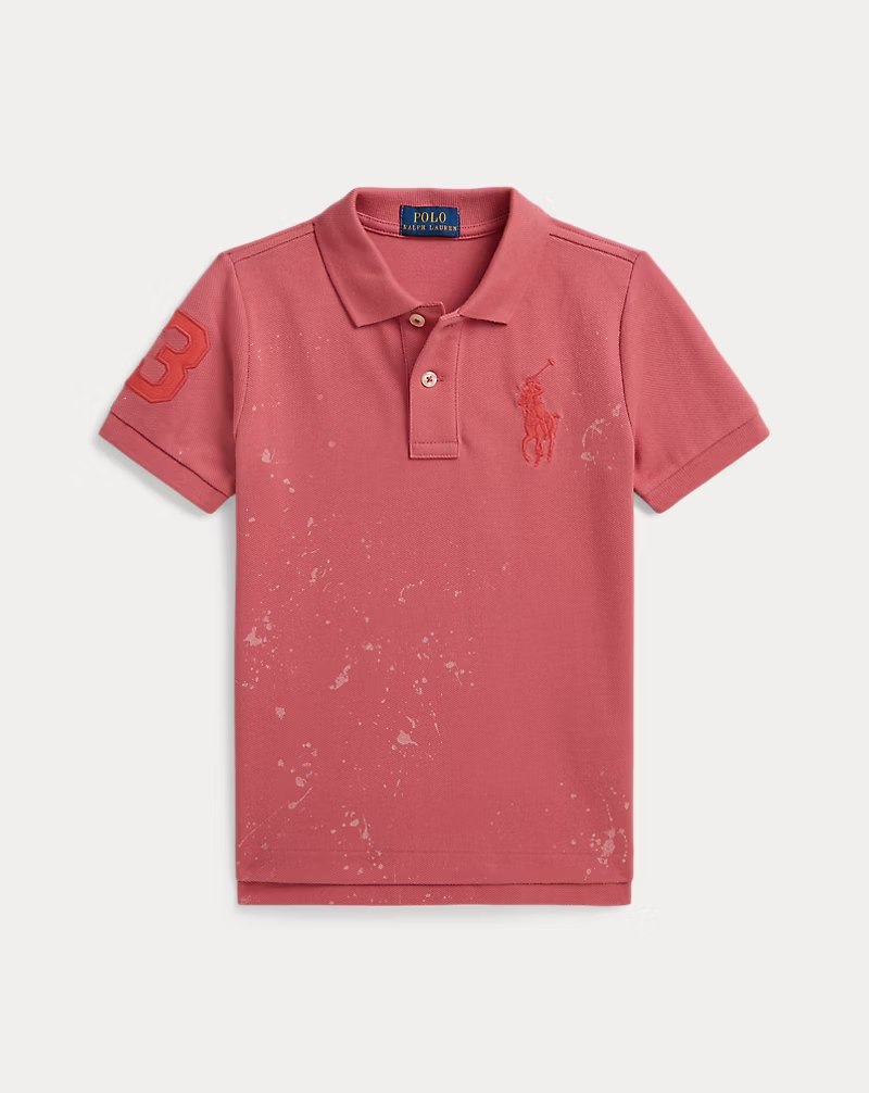 PRL Boy - Big Pony Paint-Print Mesh Polo Shirt