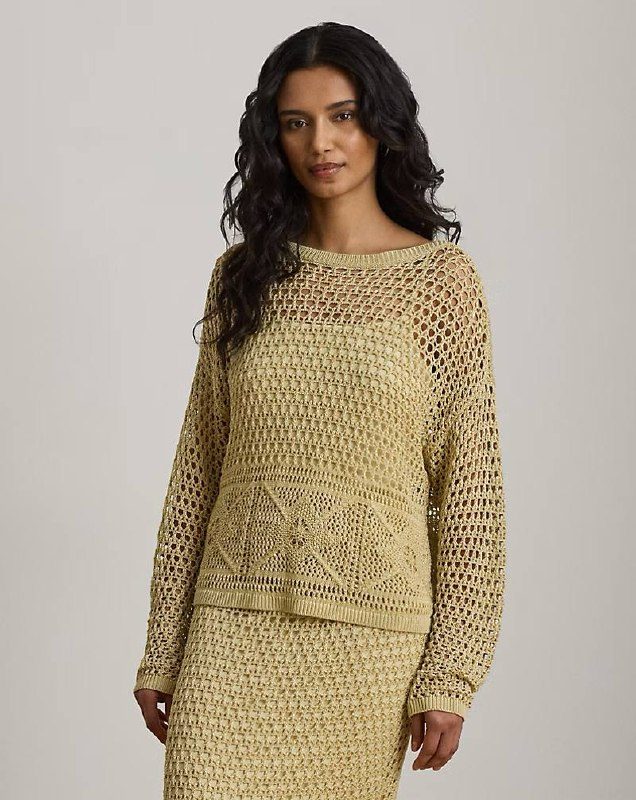 PRL Fem- Pointelle-Knit Linen-Blend Sweater