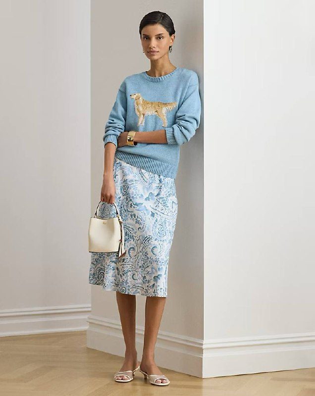 PRL Fem- Paisley Crepe Midi Skirt