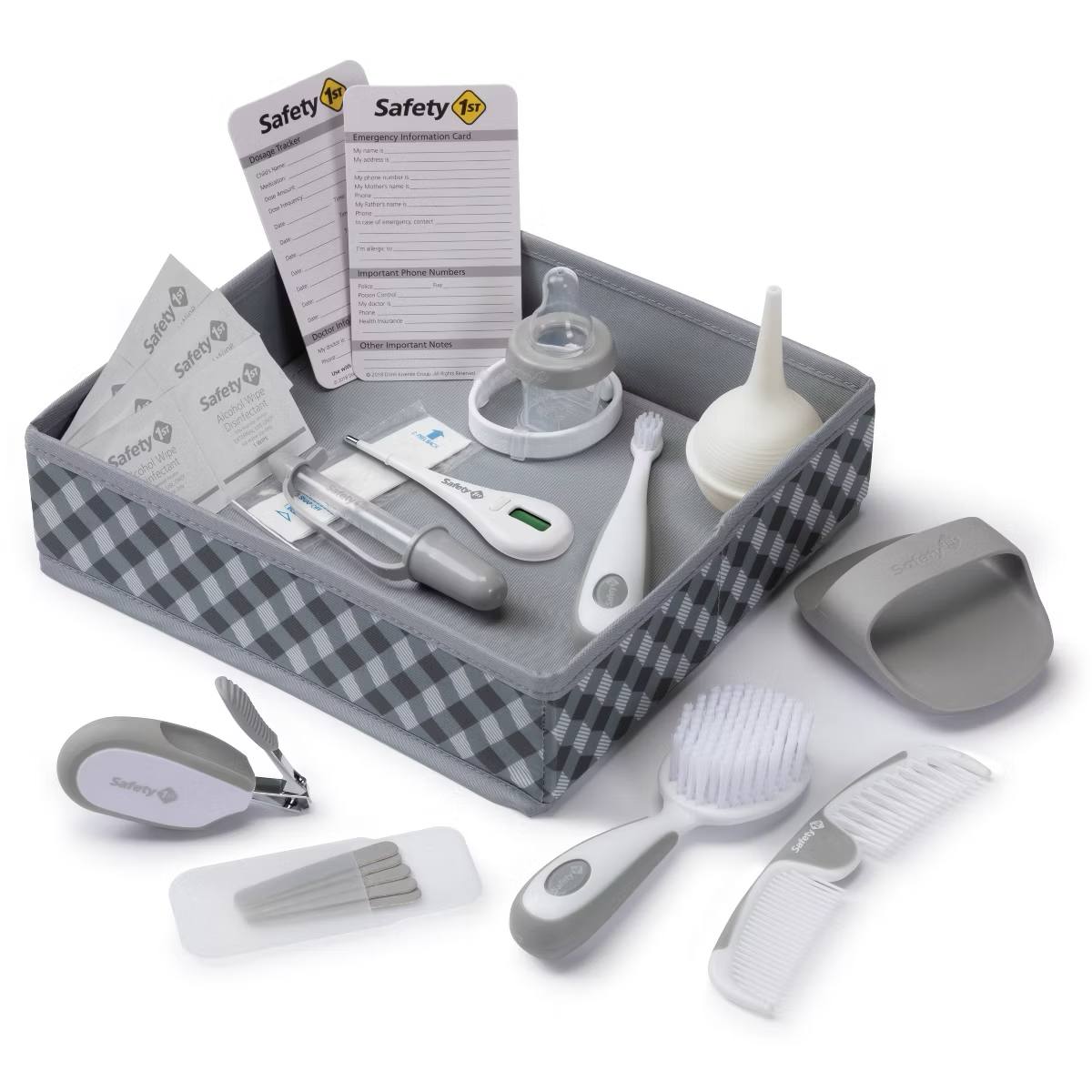 Target- Safety 1st Deluxe Baby Nursery Kit - Gray - 30pc: Comb, Dropper, Brush, Pacifier Medicine Dispenser, Thermometer Case