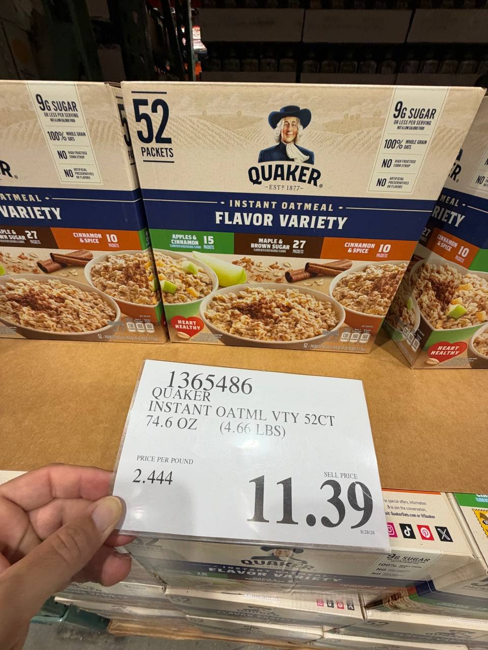 Costco - Quaker instant Oatmeal