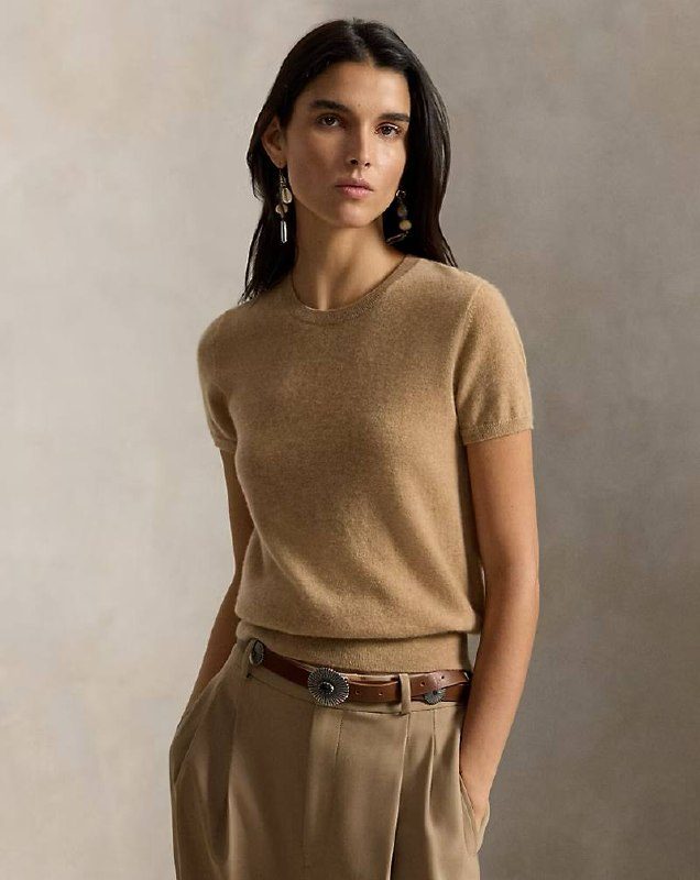 PRL Fem- Cashmere Short-Sleeve Crewneck Sweater