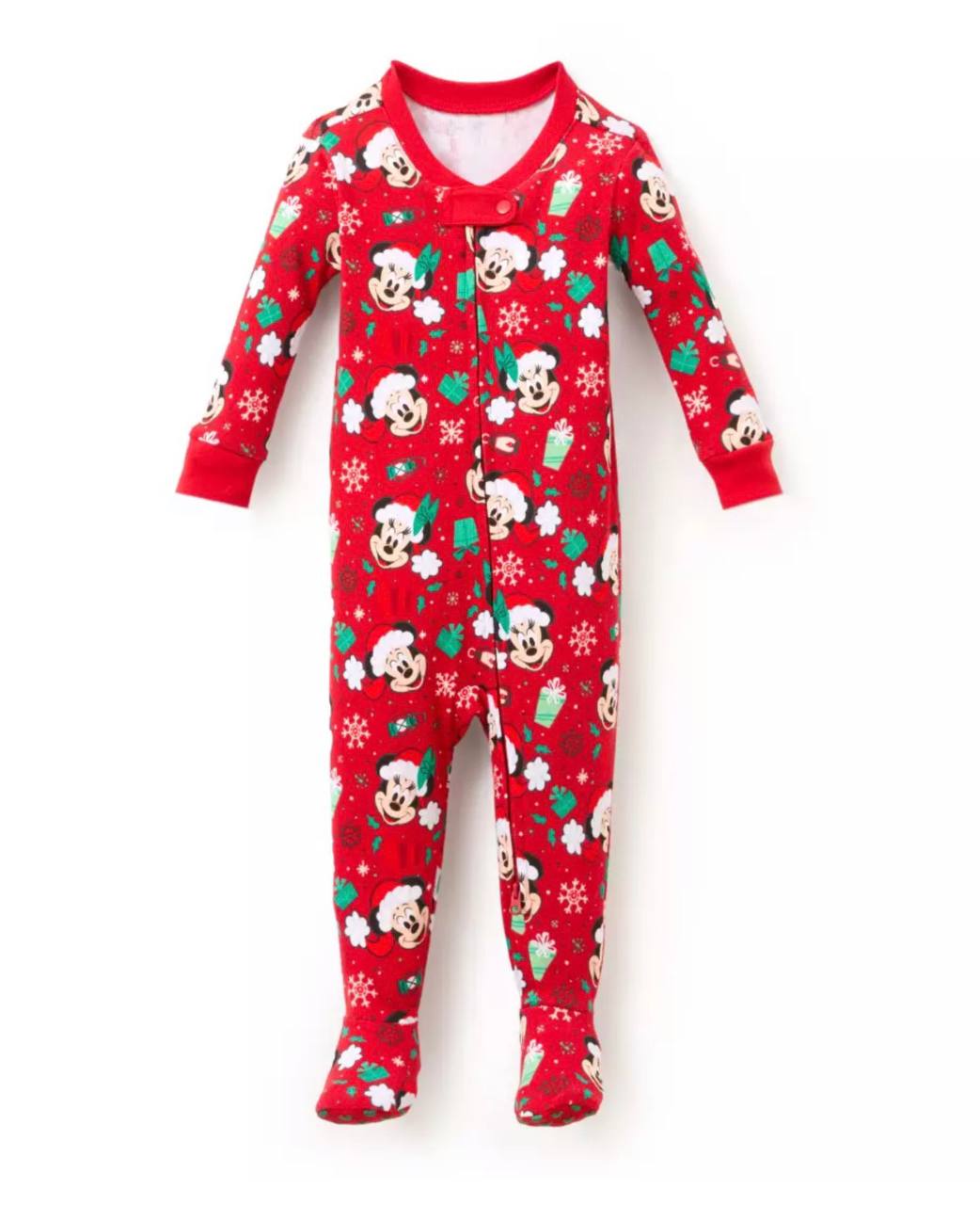 Disney - Santa Mickey and Minnie Mouse Holiday Stretchie Sleeper for Baby