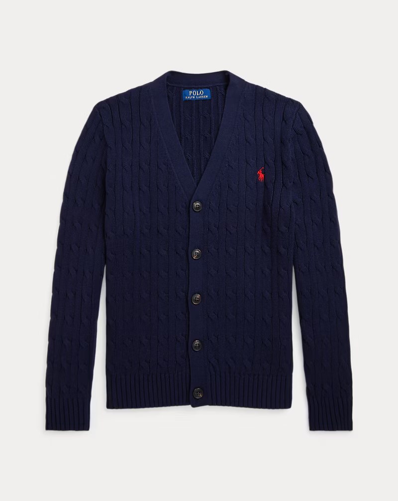 PRL Boy - Cable-Knit Cotton V-Neck Cardigan