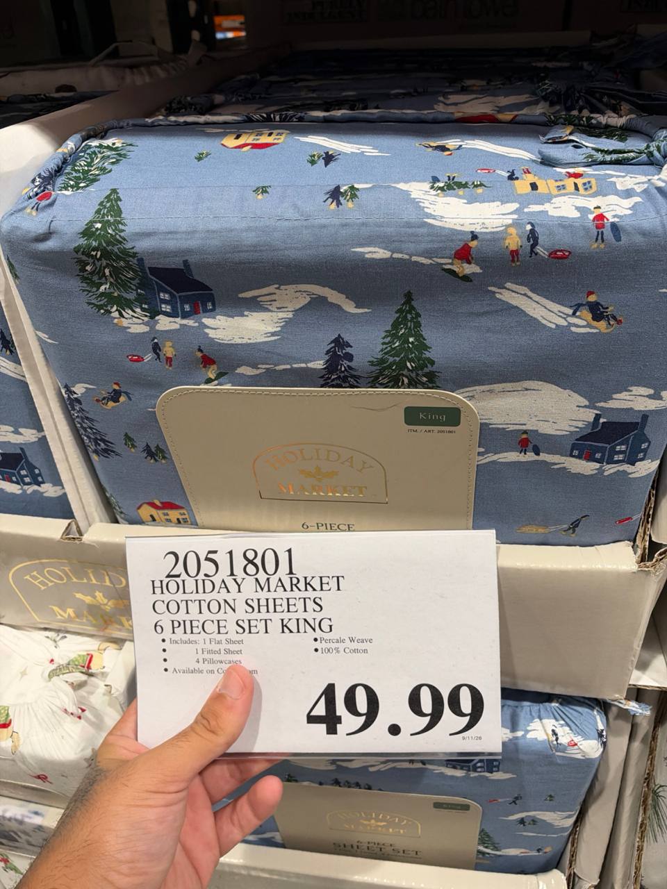 Costco- Holiday Market Cotton Sheets 6-Piece King