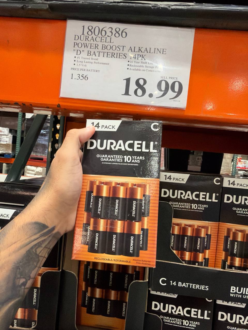 Costco- Duracell Power Boost Alkaline “D” Batteries 14 Pack