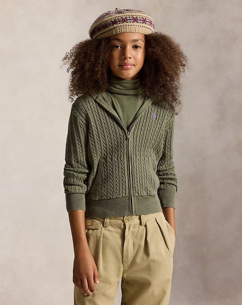 PRL Girl - Mini-Cable Cotton Full-Zip Hoodie