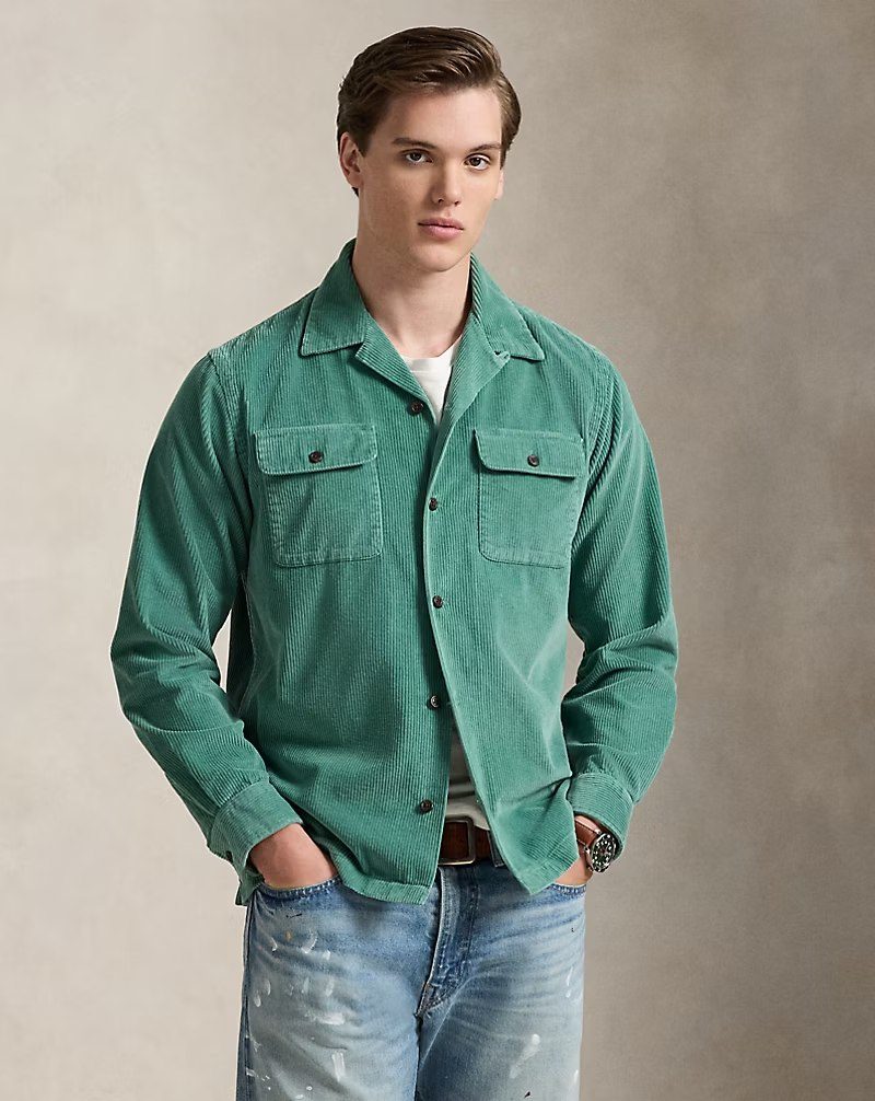 PRL Masc- Classic Fit Corduroy Camp Shirt