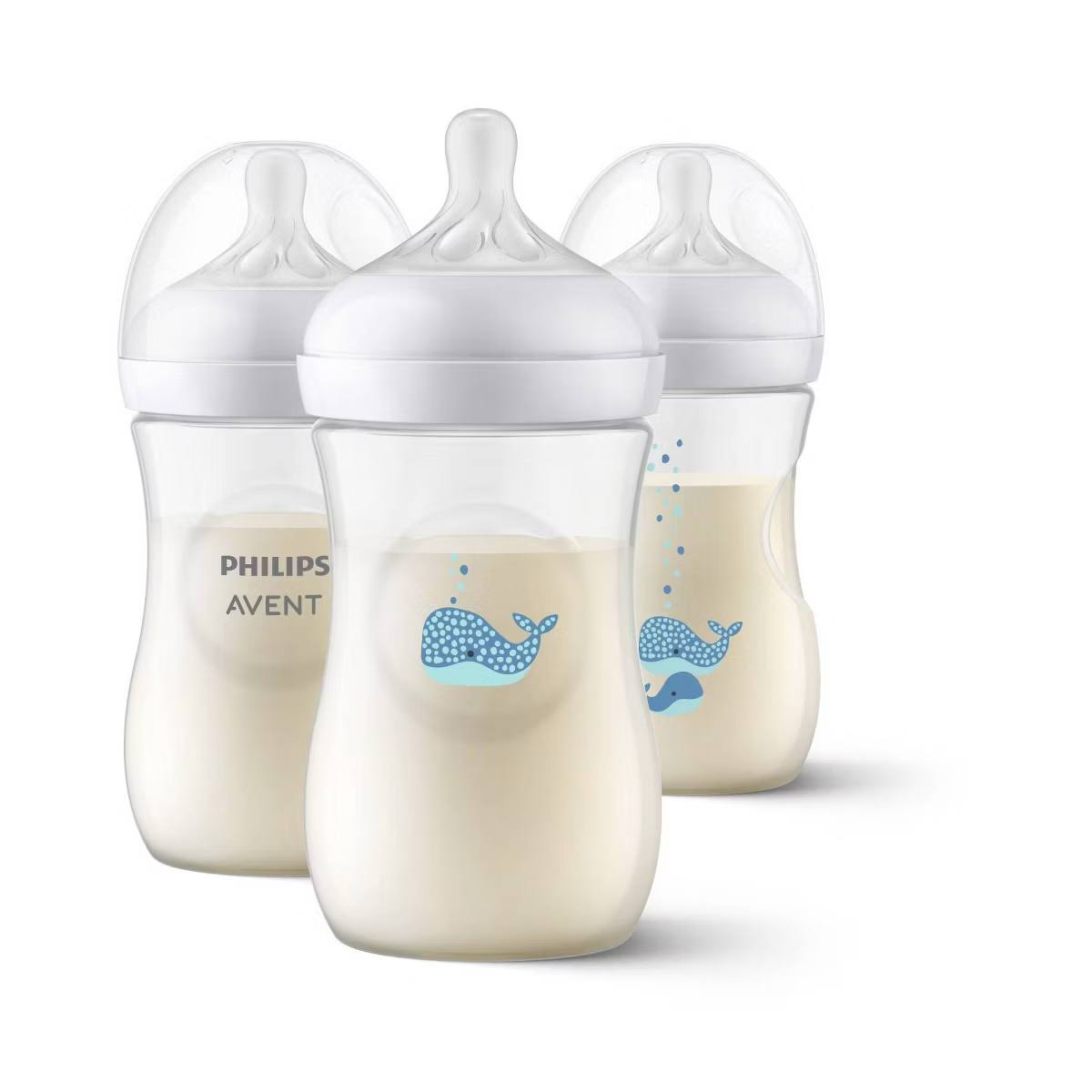 Target- Philips Avent Natural Baby Bottles with Response Nipples - Whales - 9oz/3pk: BPA-Free, Silicone Nipple
