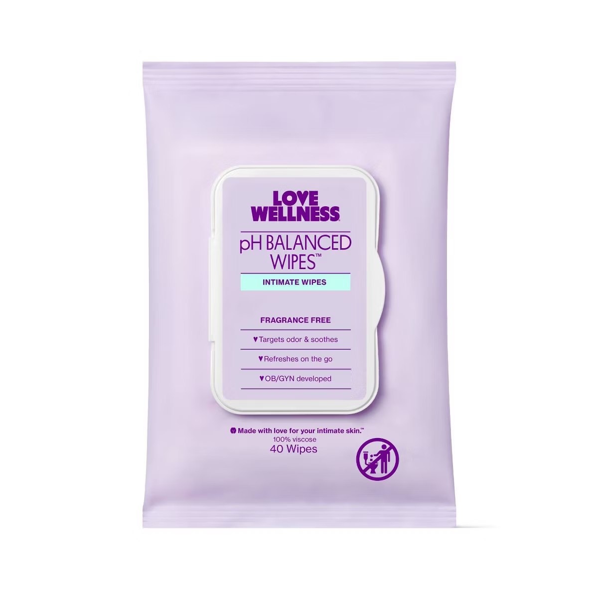 Target - Love Wellness pH Balanced Feminine Wipes for Sensitive Skin, Face & Body, Fragrance-Free - 40ct