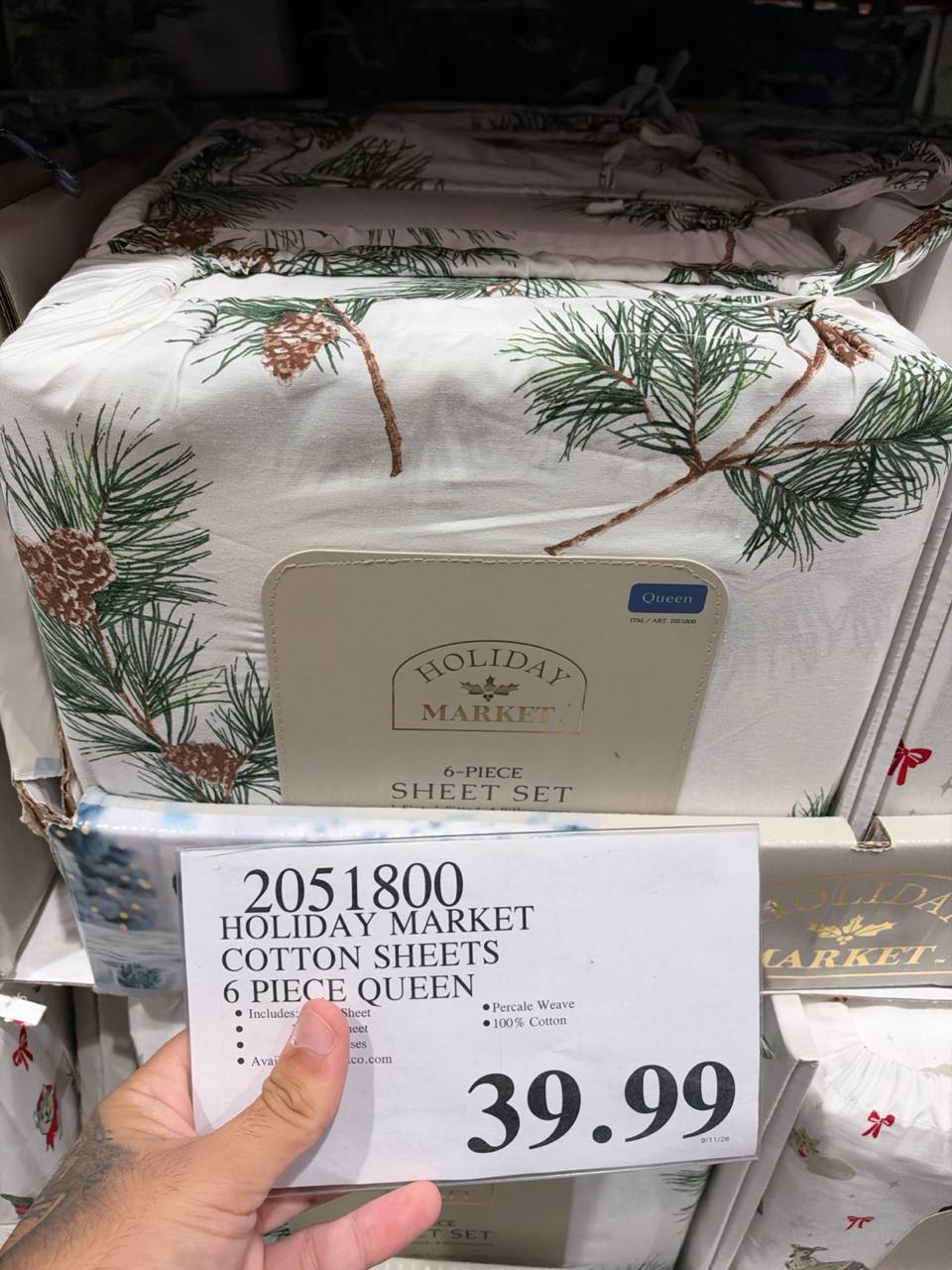 Costco- Holiday Market Cotton Sheets 6-Piece Queen