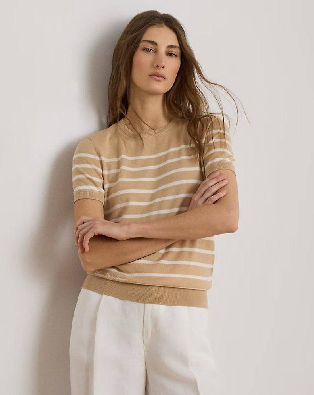 PRL Fem- Striped Short-Sleeve Sweater