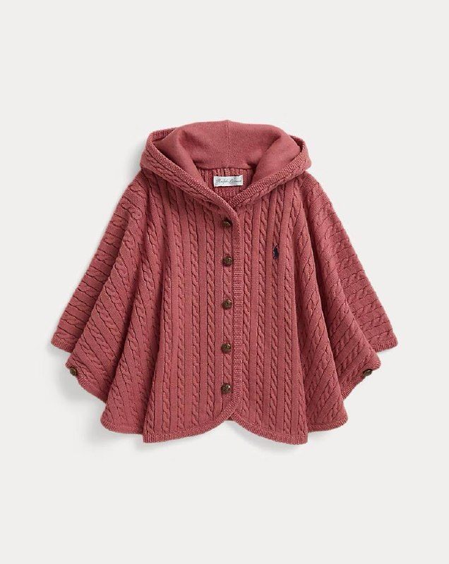 PRL Girl- Mini-Cable Cotton Hooded Poncho