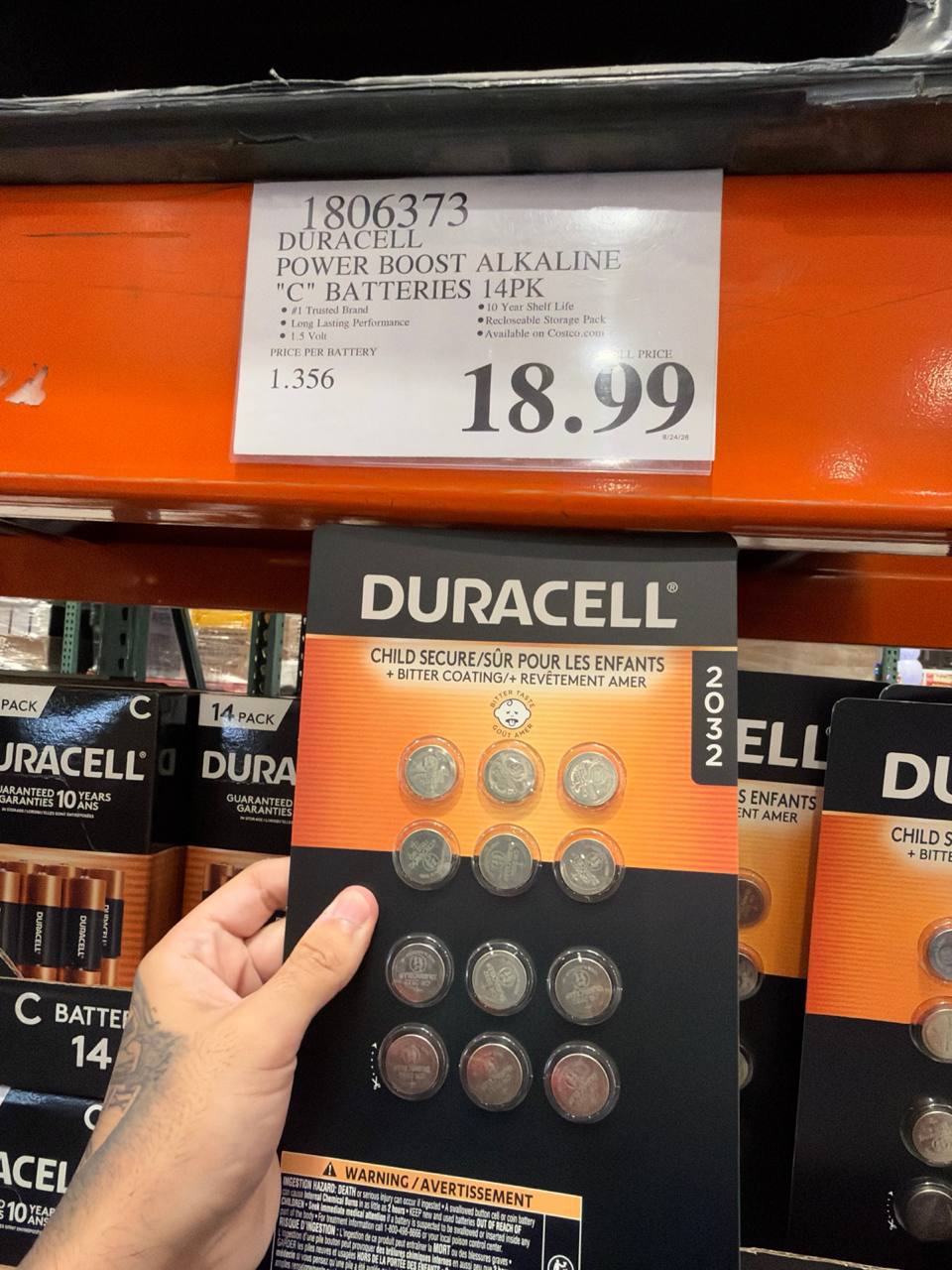 Costco- Duracell Power Body Alkaline “C” Batteries 14 Pack