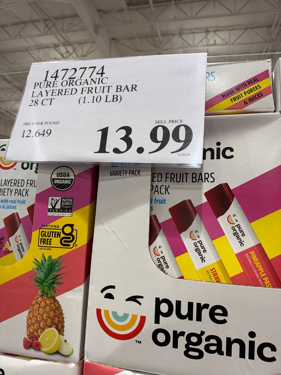 Costco- Pure Organic Layered Fruit Bar