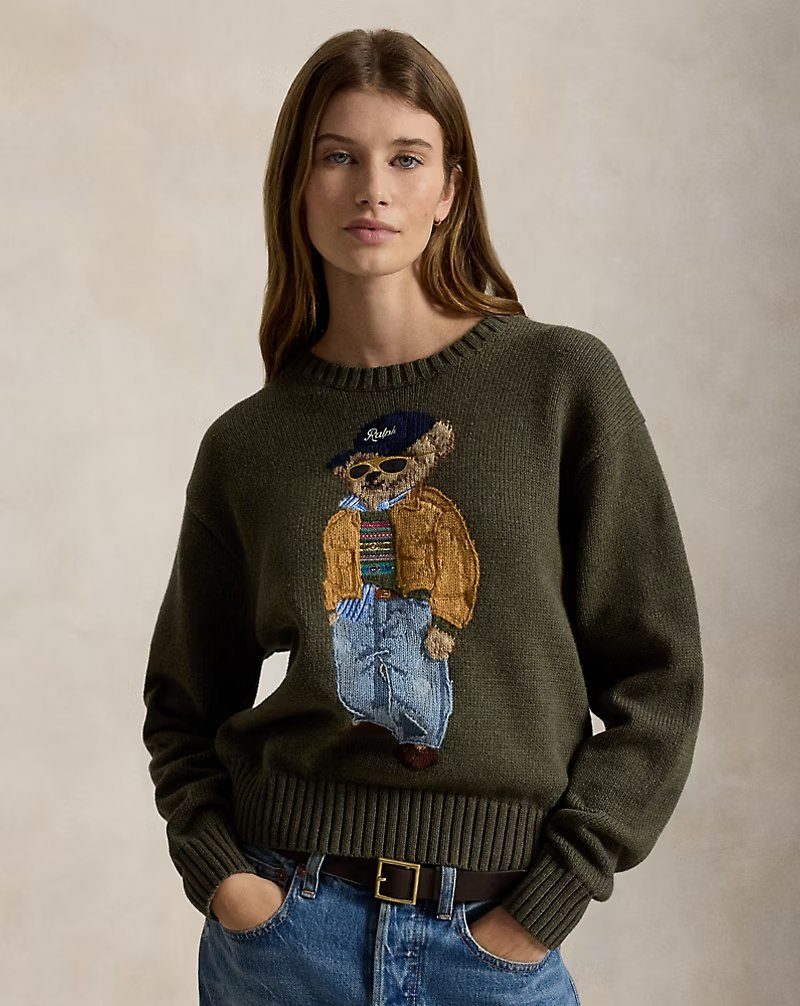 PRL Fem- Polo Bear Cotton Crewneck Sweater