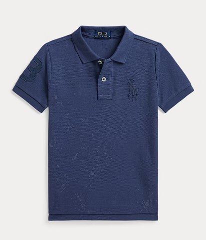 PRL Boy - Big Pony Paint-Print Mesh Polo Shirt