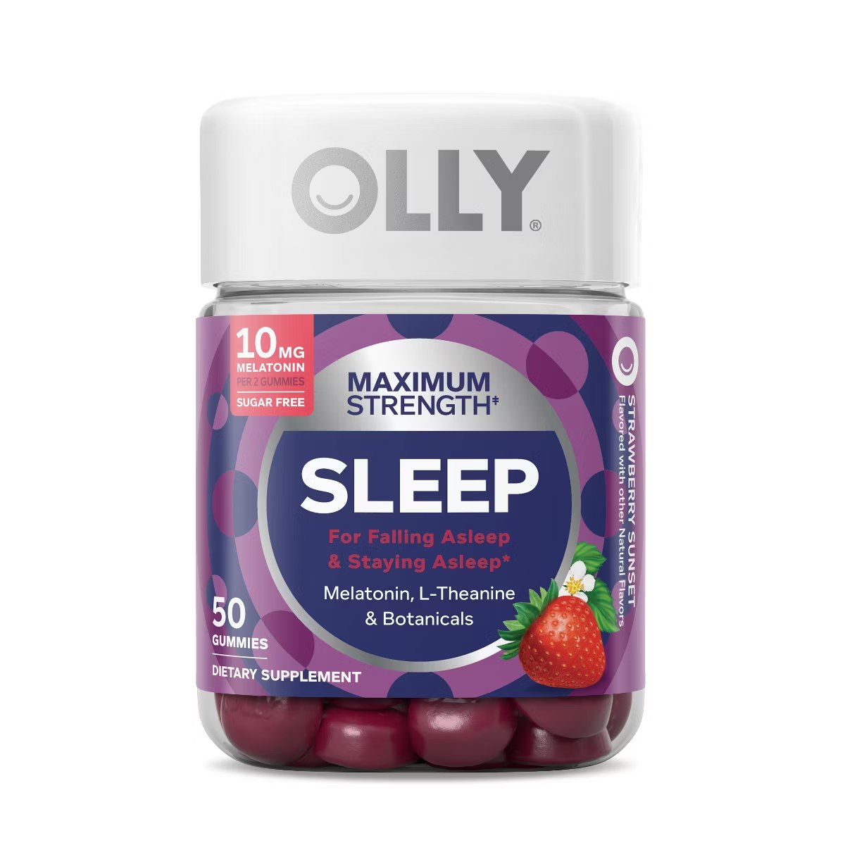 Target - OLLY Maximum Sleep 10mg Vegan Gummies - Strawberry - 50ct