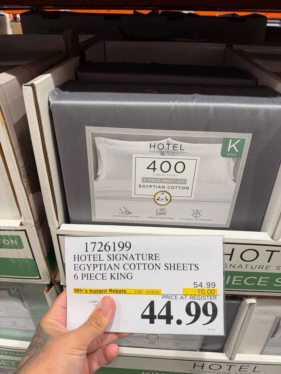 Costco- Hotel Signature Egyptian Cotton 6-Piece King Sheet Set