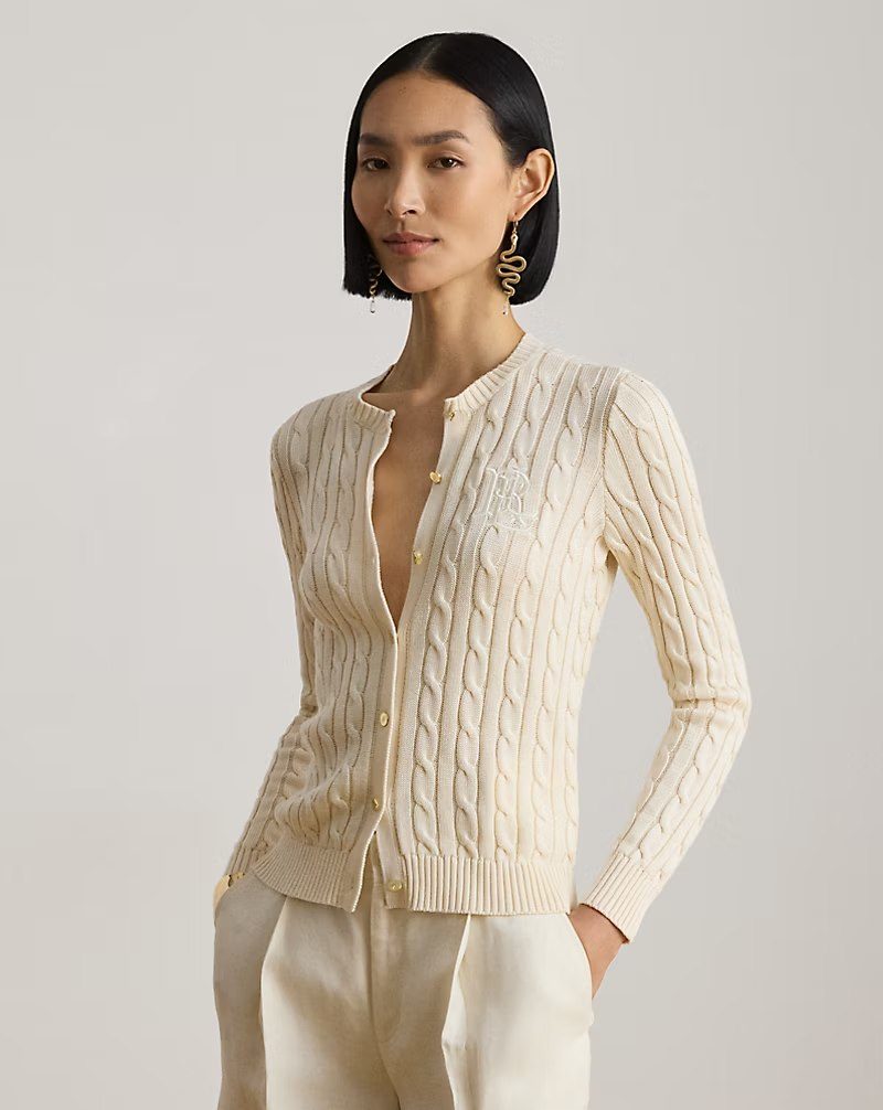 PRL Fem- Cable-Knit Cotton-Blend Cardigan