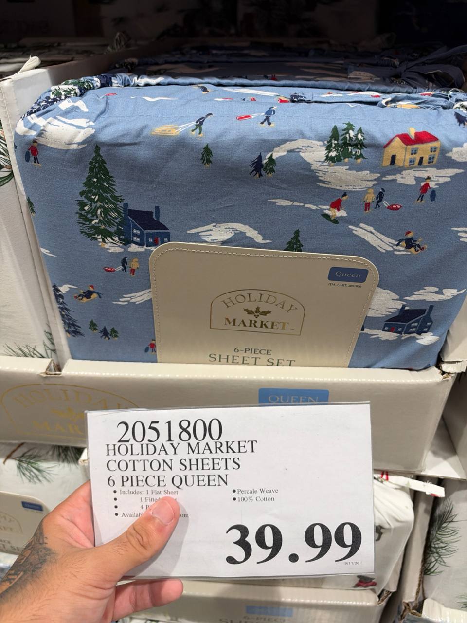 Costco- Holiday Market Cotton Sheets 6-Piece Queen