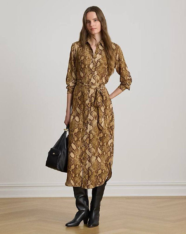 PRL Fem- Python-Print Georgette Shirtdress