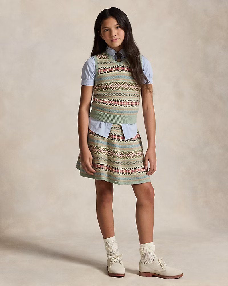 PRL Girl - Fair Isle Cotton Sweater Vest & Skirt