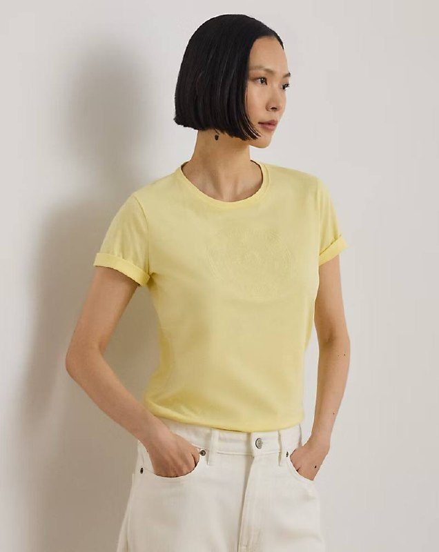 PRL Fem- Embroidered-Crest Cotton Jersey Tee
