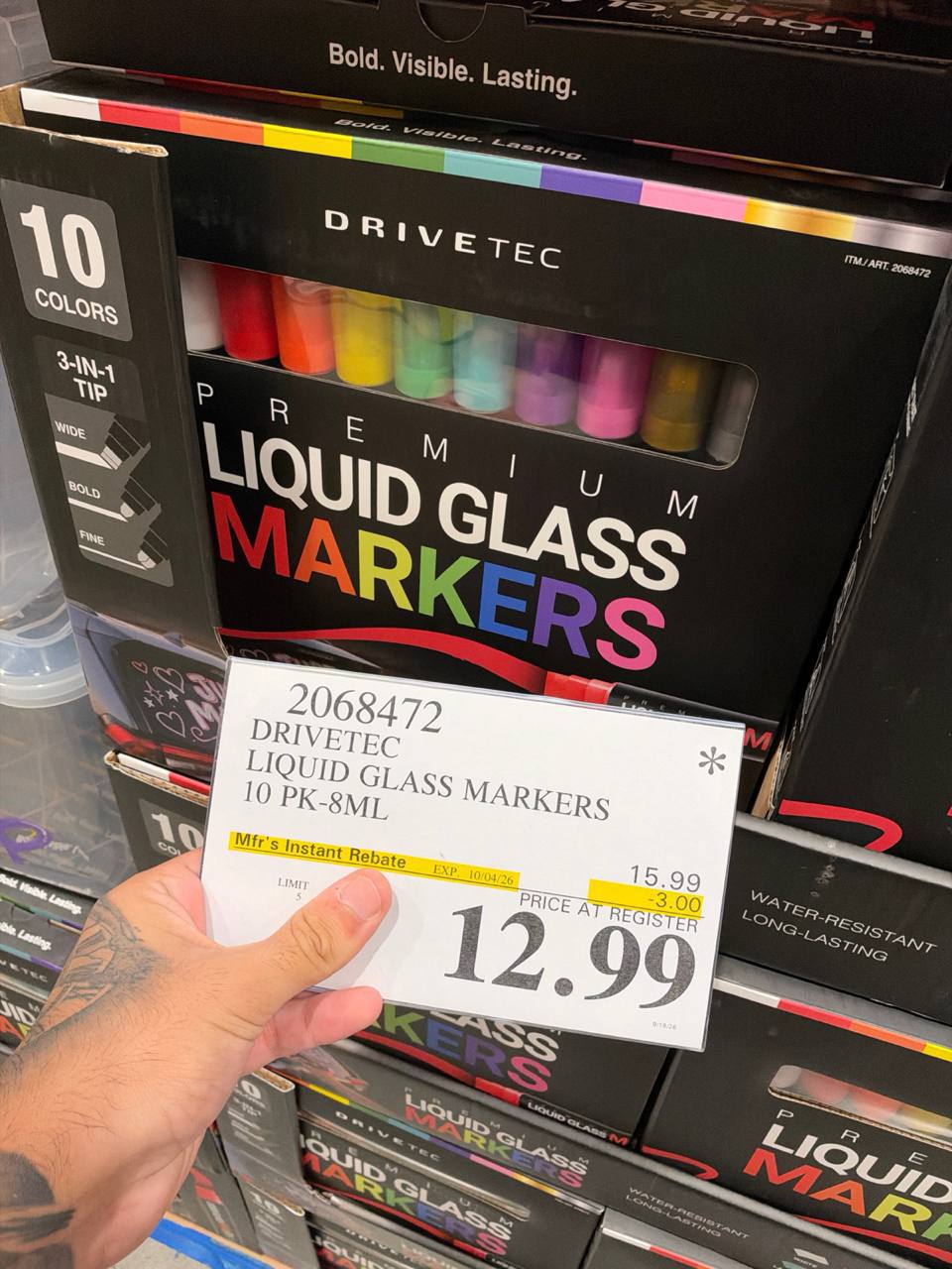 Costco- Drivetec Liquid Glass Markers 10 Pack 8ML