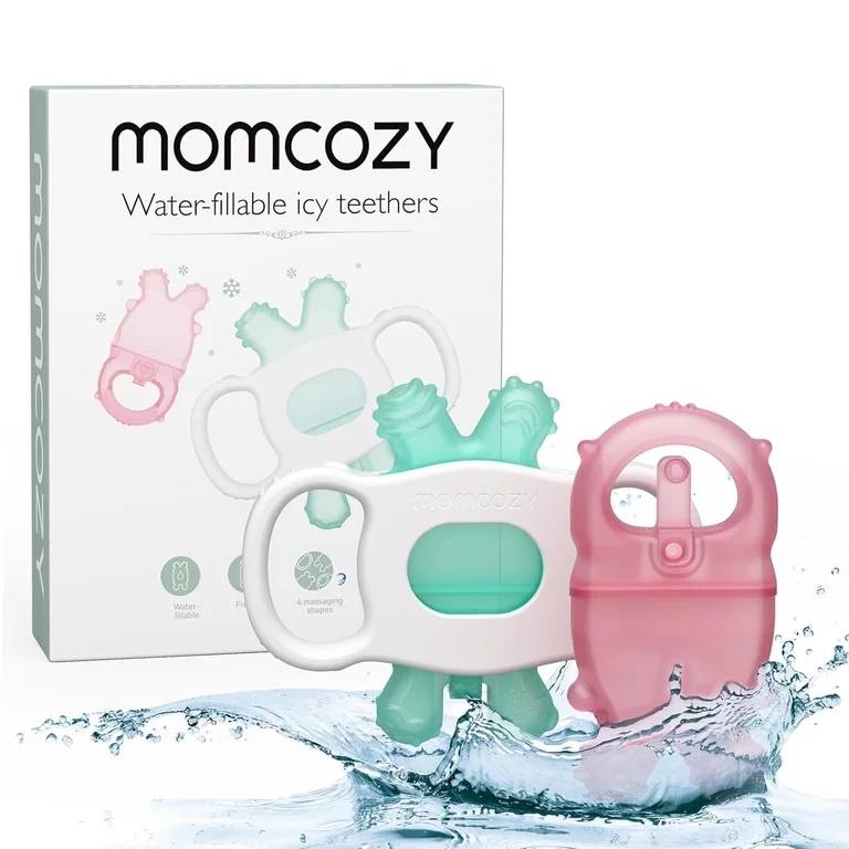 Walmart- Momcozy Water Baby Teether, Silicone Cold Teether Toys for 0-12 Months, 2 Pcs, Pink and Green