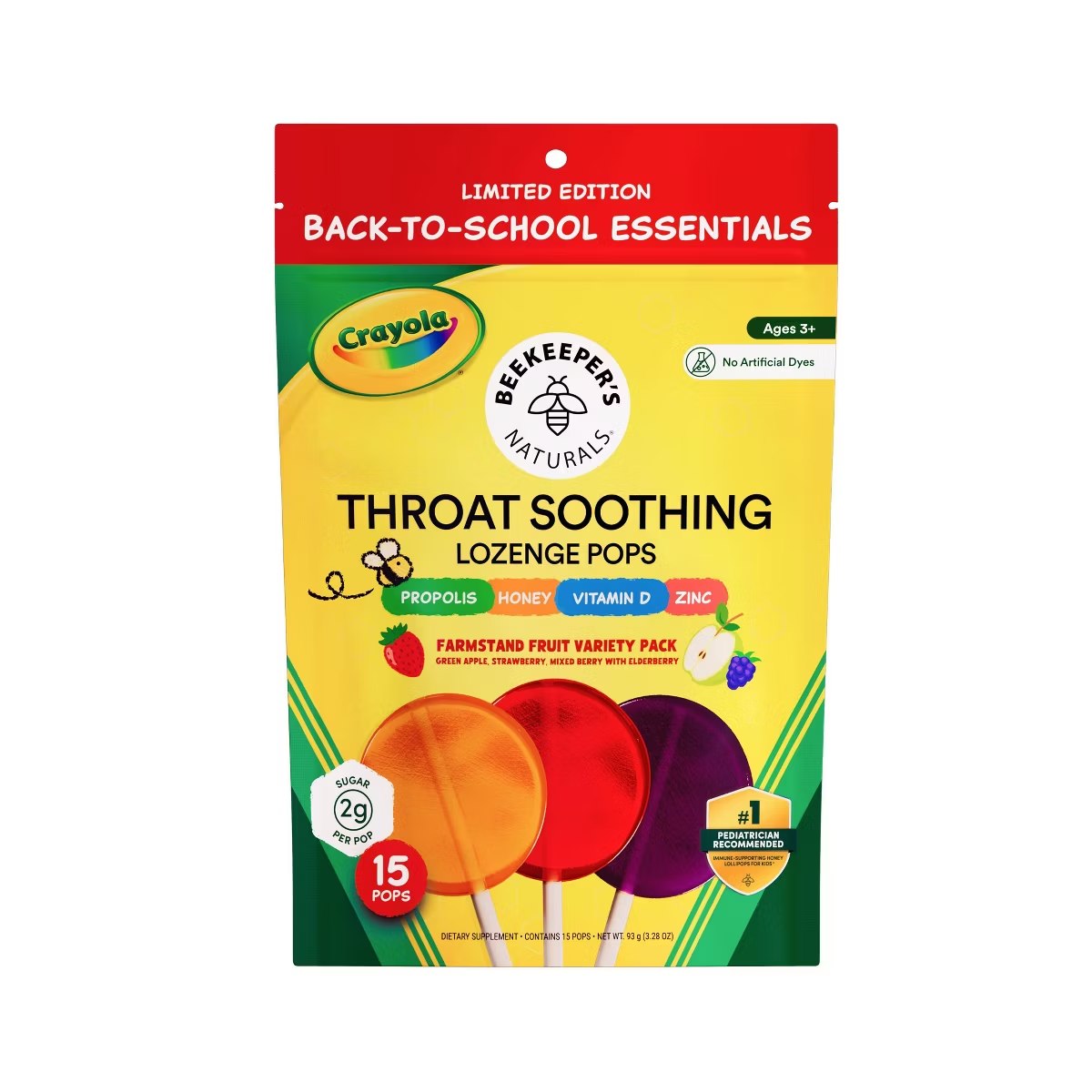 Target - Beekeeper's Naturals Propolis Throat Soothing Pops - 15ct: Drug-Free, Artificial Flavor-Free, Honey Based Lollipops