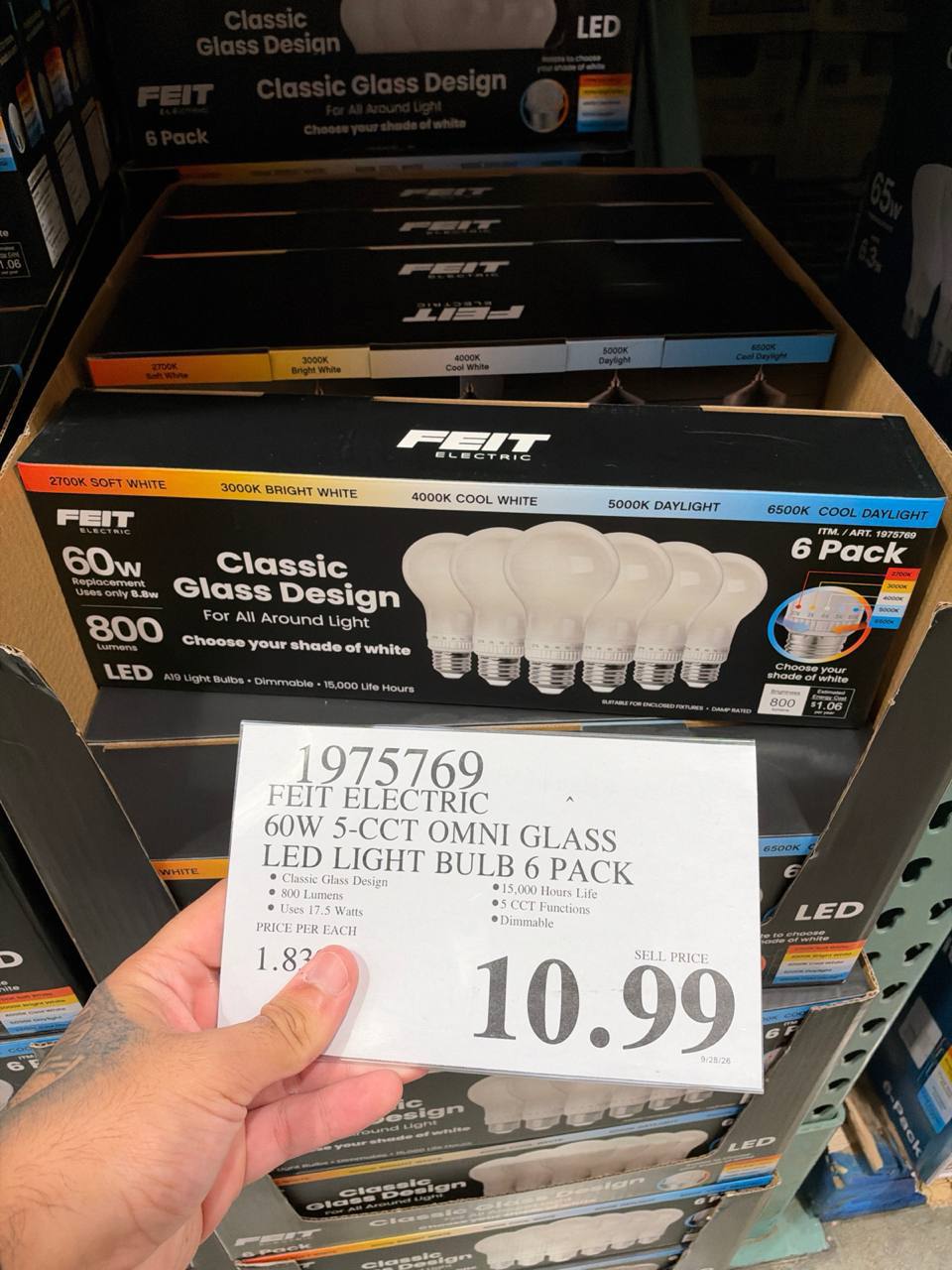 Costco- Feit Electric 60W 5-CCT Omni Glass Led Light Bulb 6 Pack