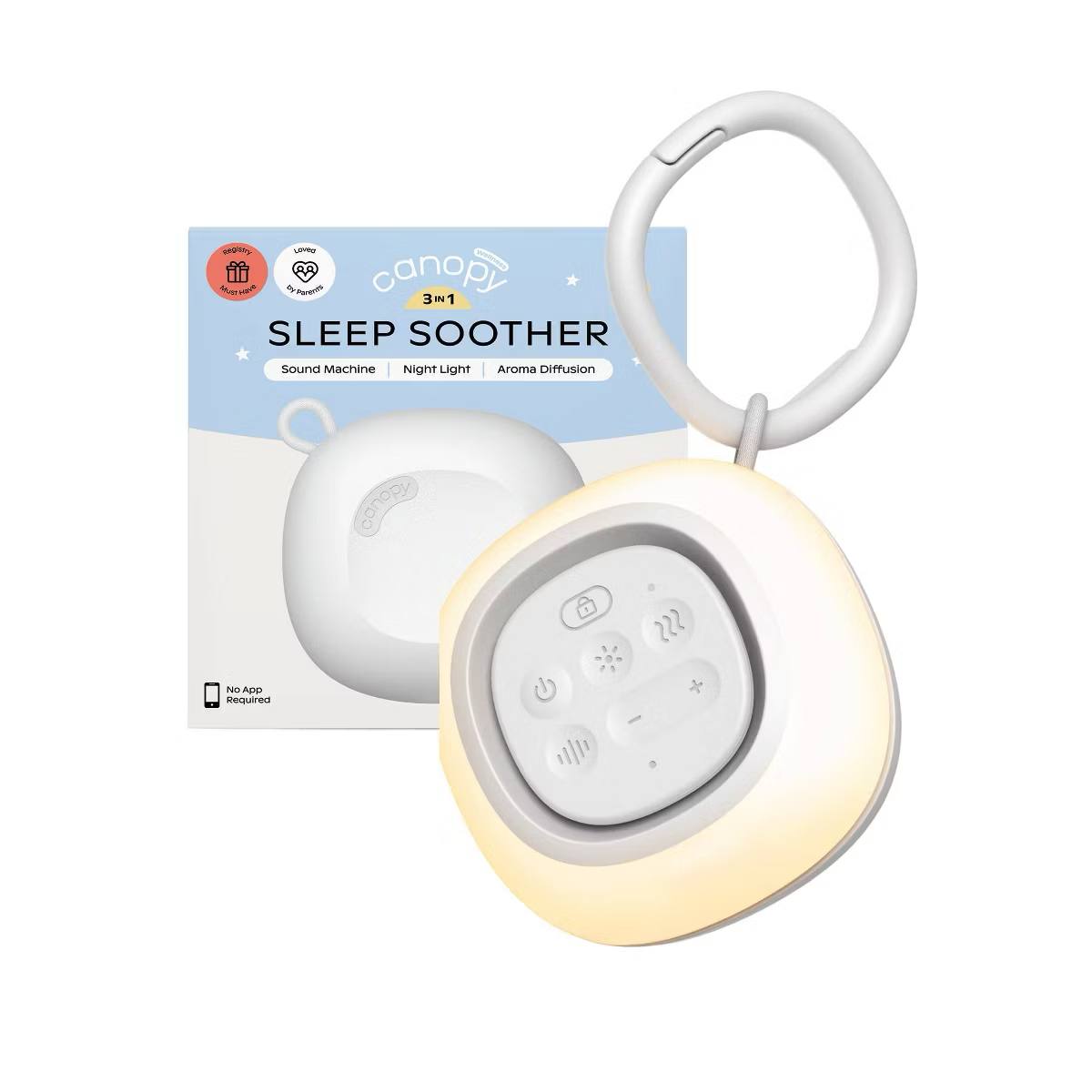 Target- Canopy Sleep Soother Portable & Rechargeable USB Sound Machine with Optional Night Light & Aroma Diffuser - White