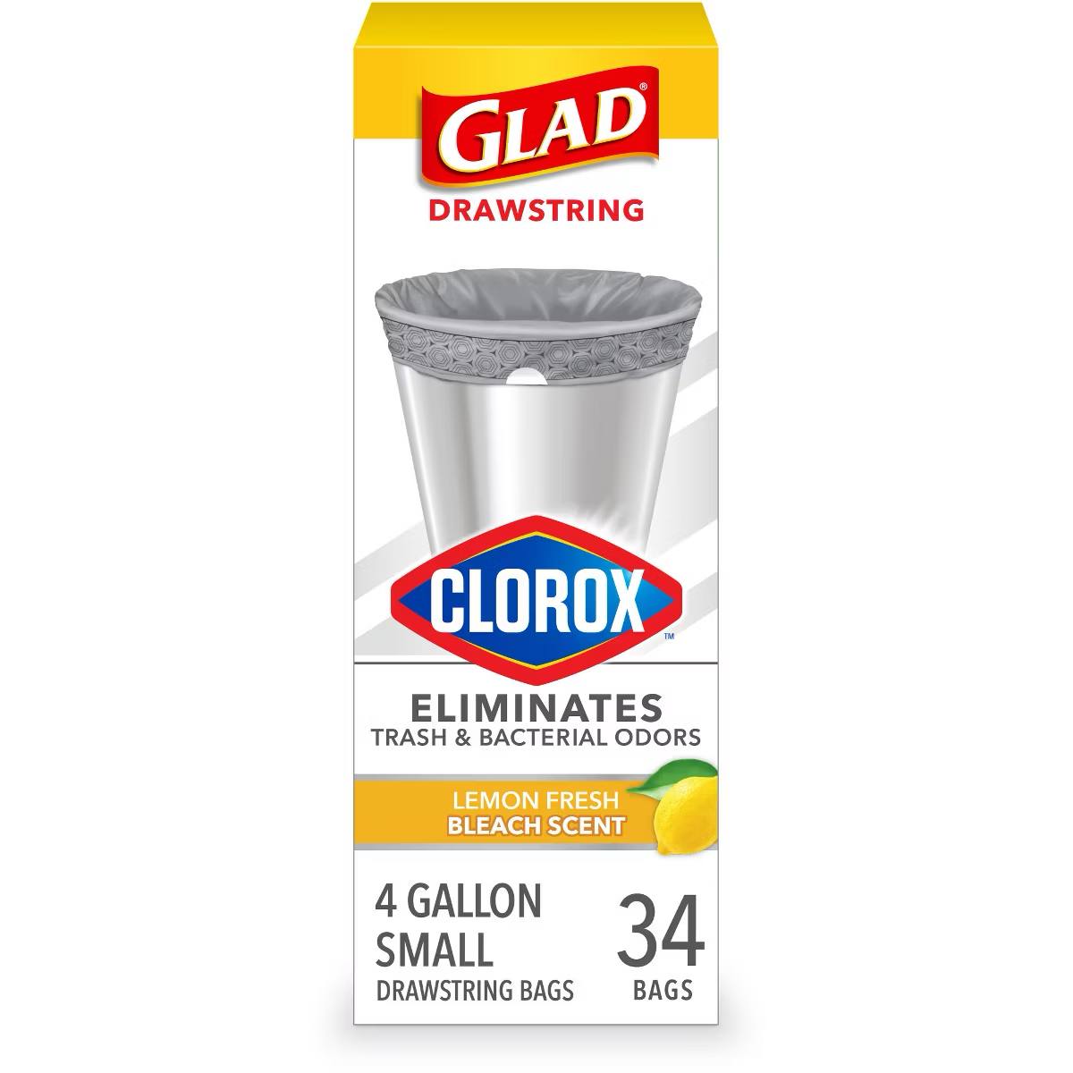 Target - Glad Drawstring Small Trash Bags - Lemon Fresh Bleach - 4gal - 34ct