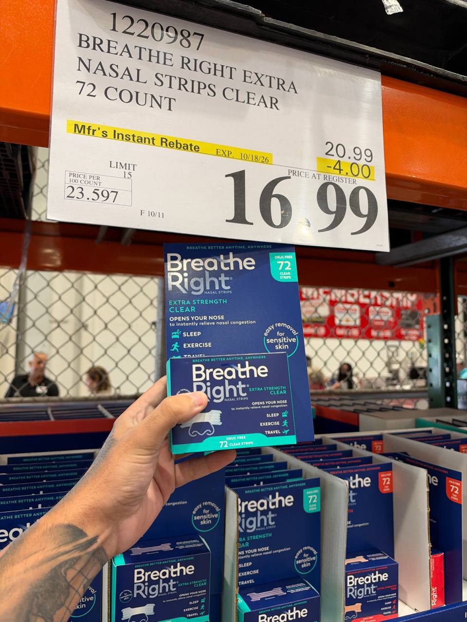 Costco- Breathe Right Extra Nasal Strips Clear 72 Count
