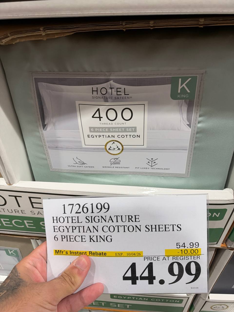 Costco- Hotel Signature Egyptian Cotton 6-Piece King Sheet Set