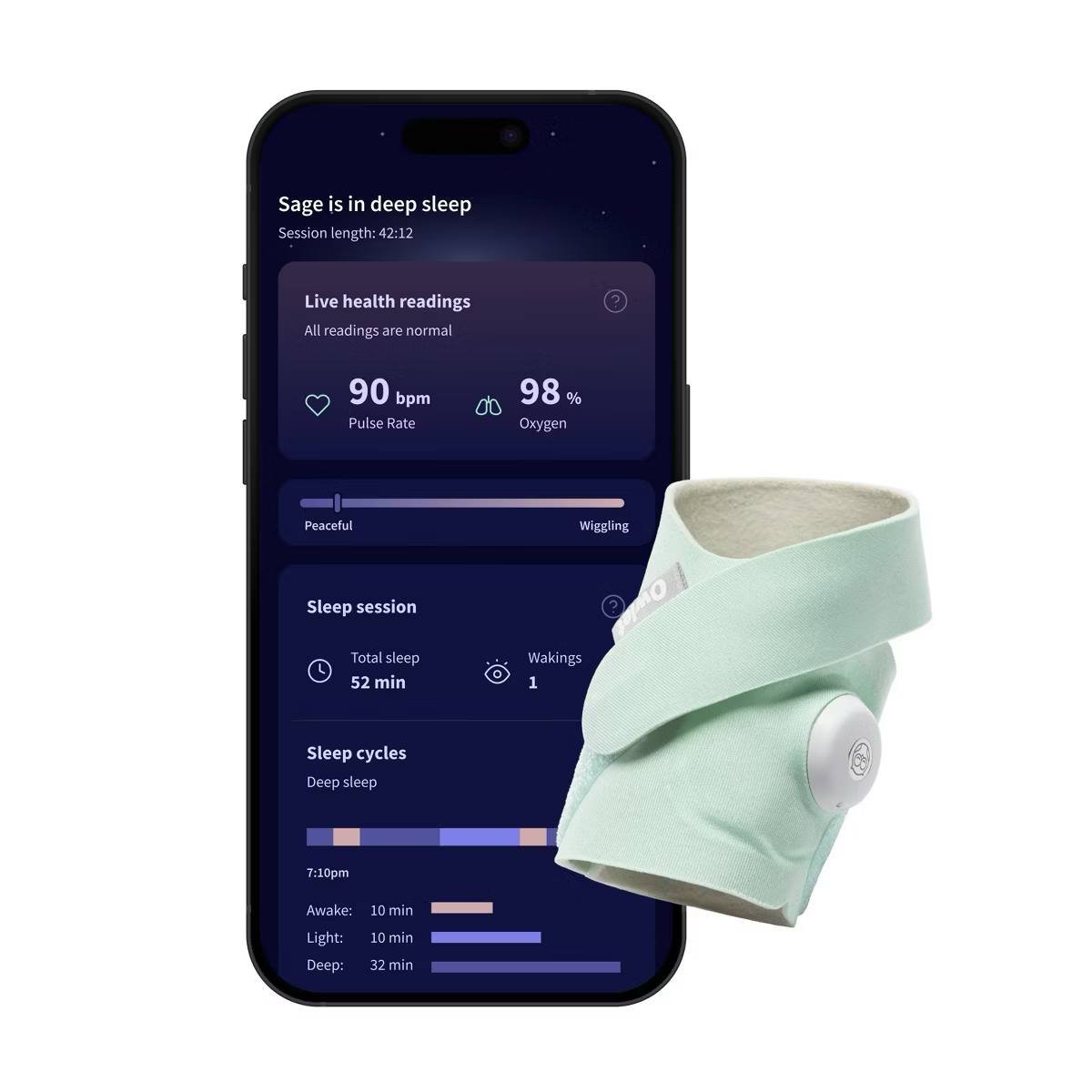Target- Owlet Dream Sock - Smart Wearable Baby Monitor with Live Heart Rate & Oxygen Alerts - Mint: Bluetooth & Wi-Fi Enabled