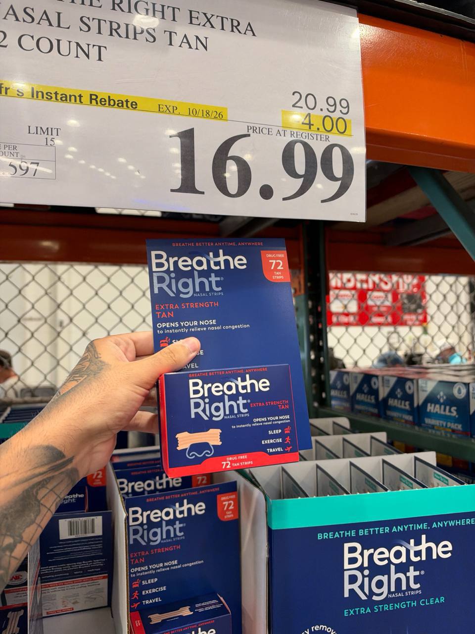 Costco- Breathe Right Extra Nasal Strips Tan 72 Count