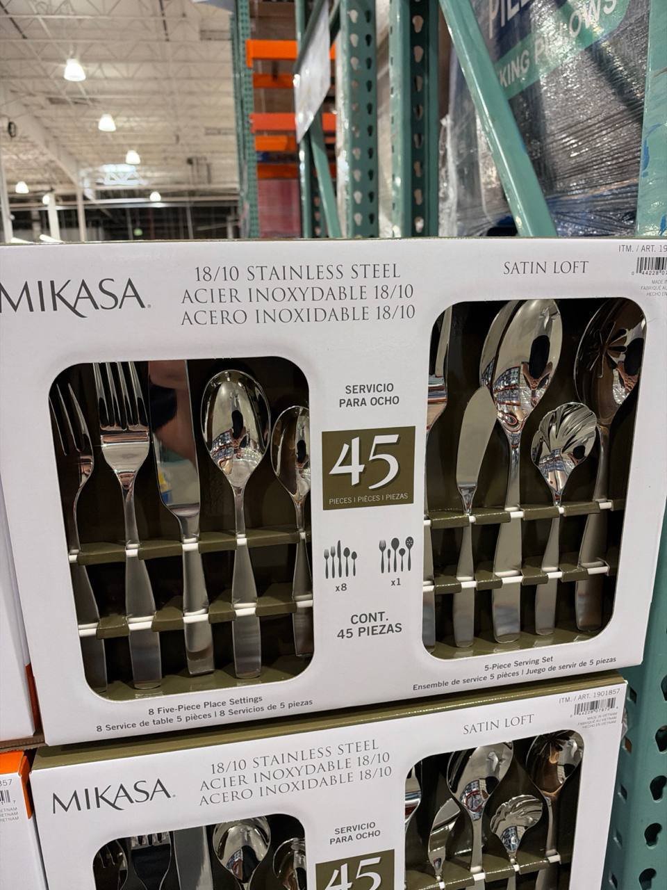 Costco- Mikasa Satin Loft 45-Piece Stainless Steel Flatware Set