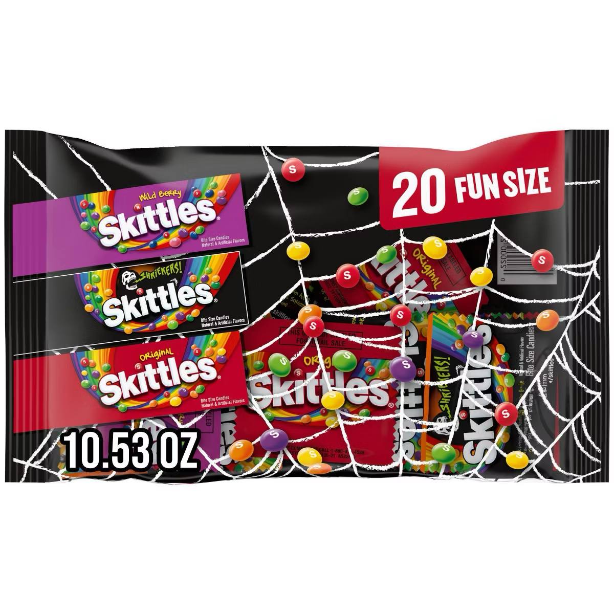 Target - Skittles Original, Wild Berry & Shriekers Fun Size Chewy Halloween Candy Bag - 10.53oz/20ct