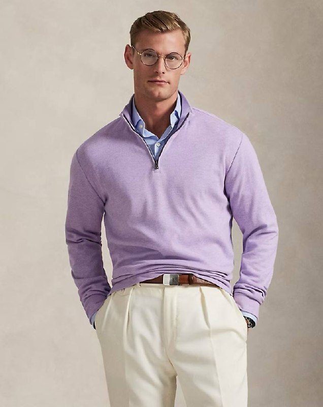 PRL Masc- Textured Quarter-Zip Pullover