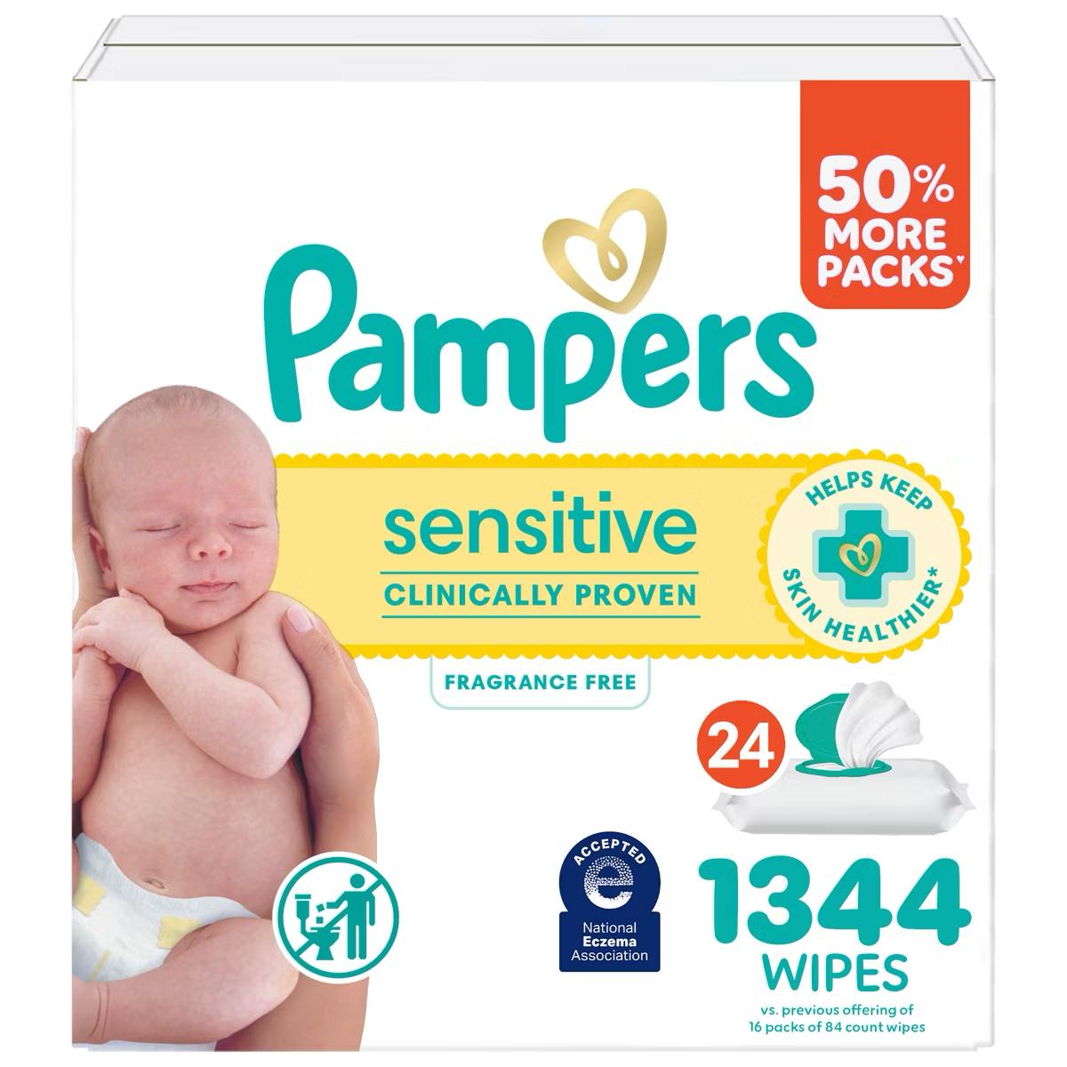 Target- Pampers Baby Wipes - Sens - 1344ct: Pop-Up Dispenser, No Fragrance Added, Hypoallergenic, Paraben-Free