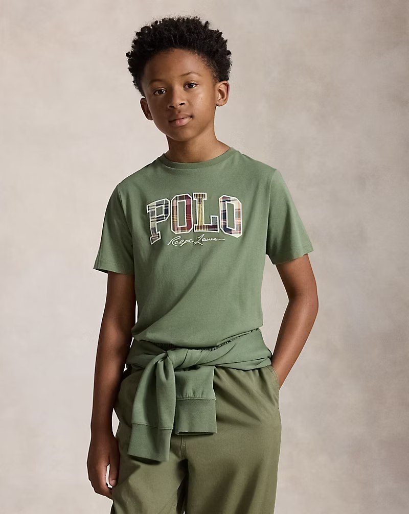 PRL Boy - Madras-Logo Cotton Jersey Tee
