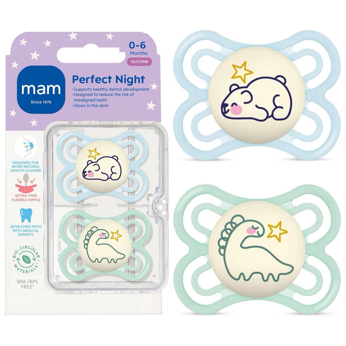 Target- MAM Perfect Night Pacifier 0-6m - 2pk - Boy: BPA-Free, Silicone