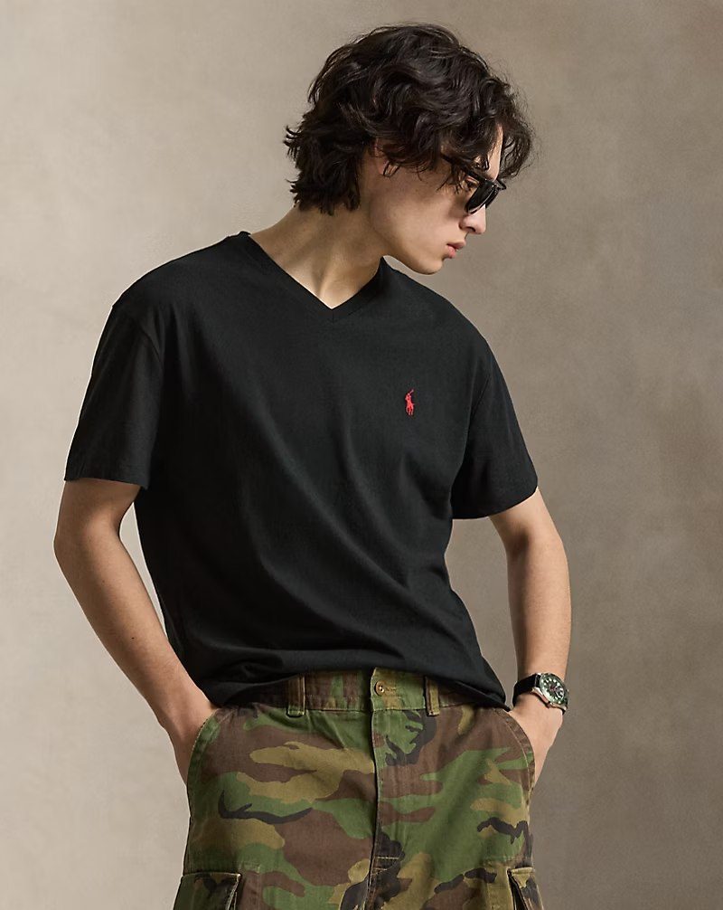 PRL Masc- Classic Fit Jersey V-Neck T-Shirt