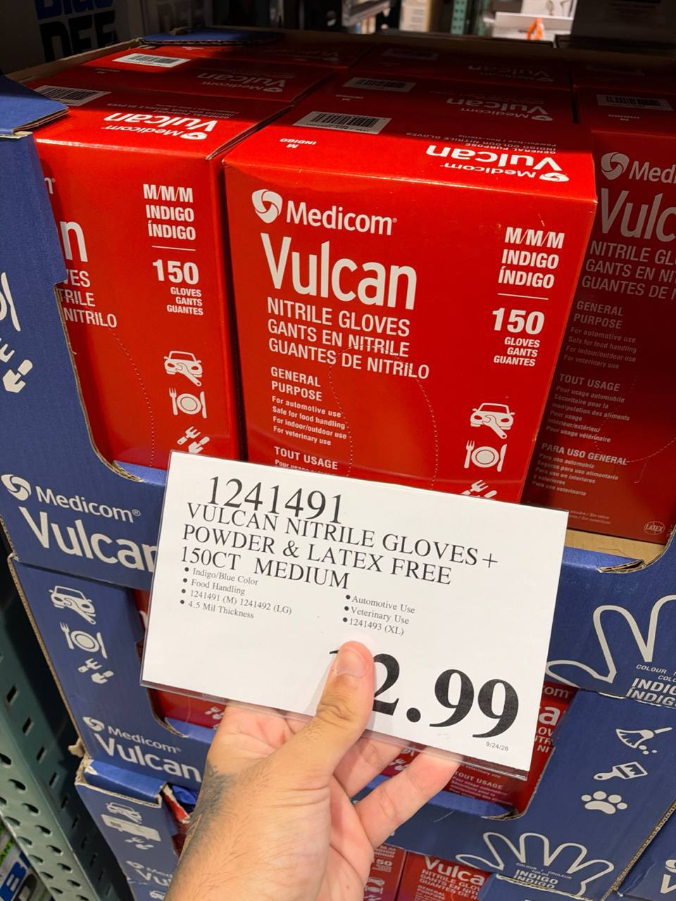 Costco- Vulcan Nitrile Gloves + Powder & Latex Free 150CT Medium