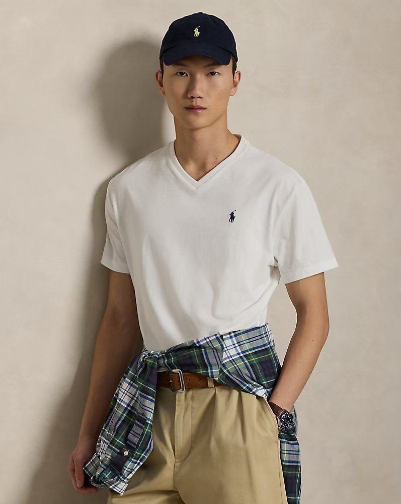PRL Masc- Classic Fit Jersey V-Neck T-Shirt