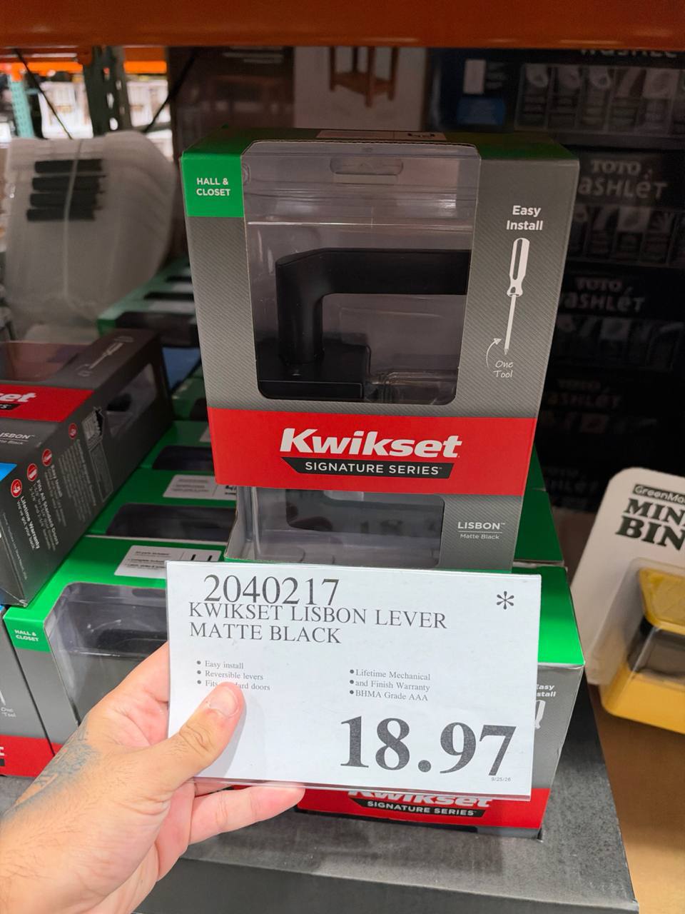 Costco- Kwikset Lisbon Lever Matte Black
